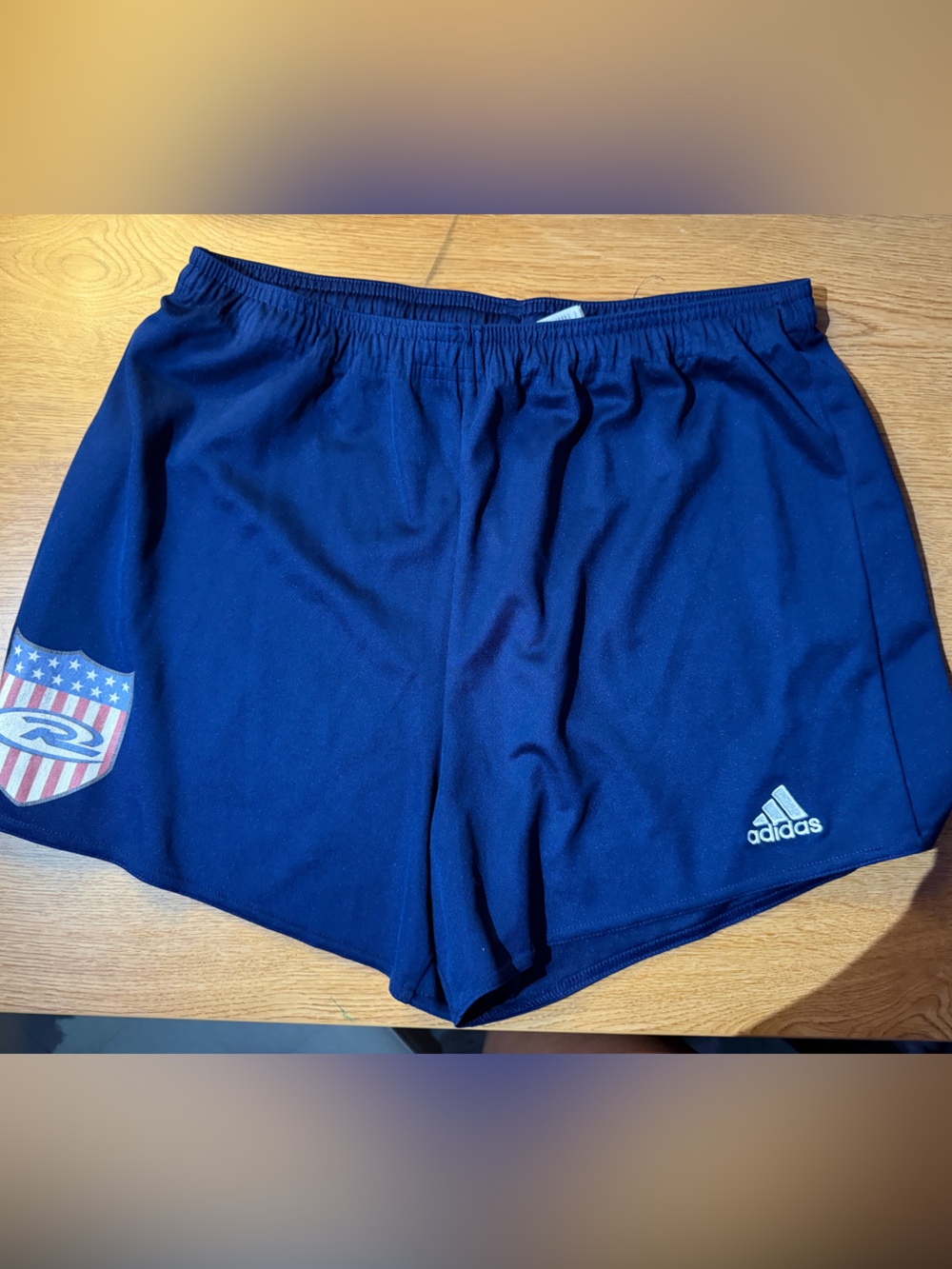 adidas Navy Athletic Shorts with Flag Patch